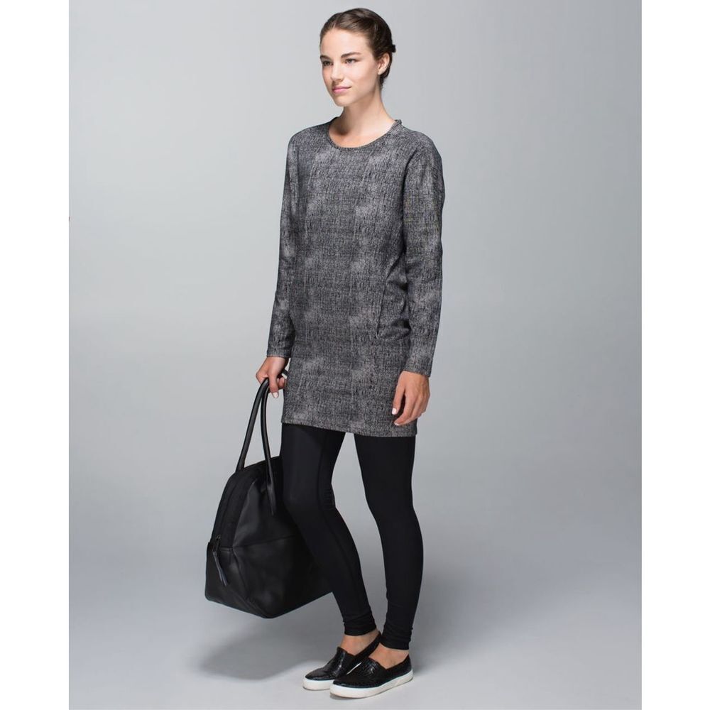 HTF Lululemon Comme to Cozy dress burlap texture black dune sz 10